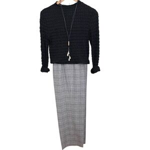 Talbots Gray Plaid Wool Side Zip Trousers Size 8